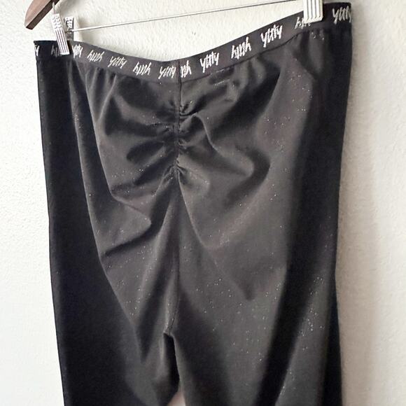 Yitty Lizzo‎ Spotlight Ruched Silver Glitter Sparkle Black Leggings Plus Size 3X - Picture 5 of 9